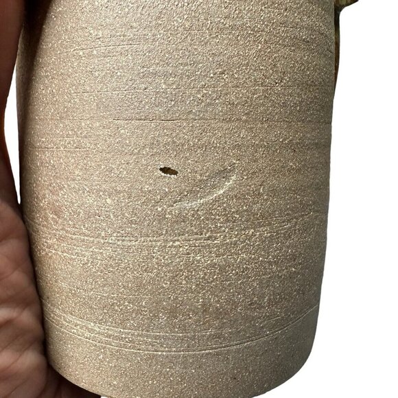 VTG Vase 4.75" Stoneware Pottery Seed Pod Leaves Motif Multicolor Texture Signed - Picture 9 of 11